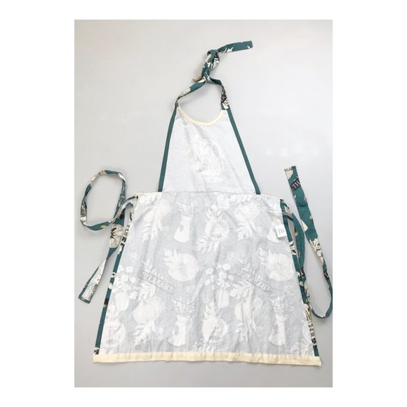 SIMPLY WHIMSICAL Vintage Inspired Apron Autumn Farmhouse Thanksgiving Teal Tan - Picture 7 of 8